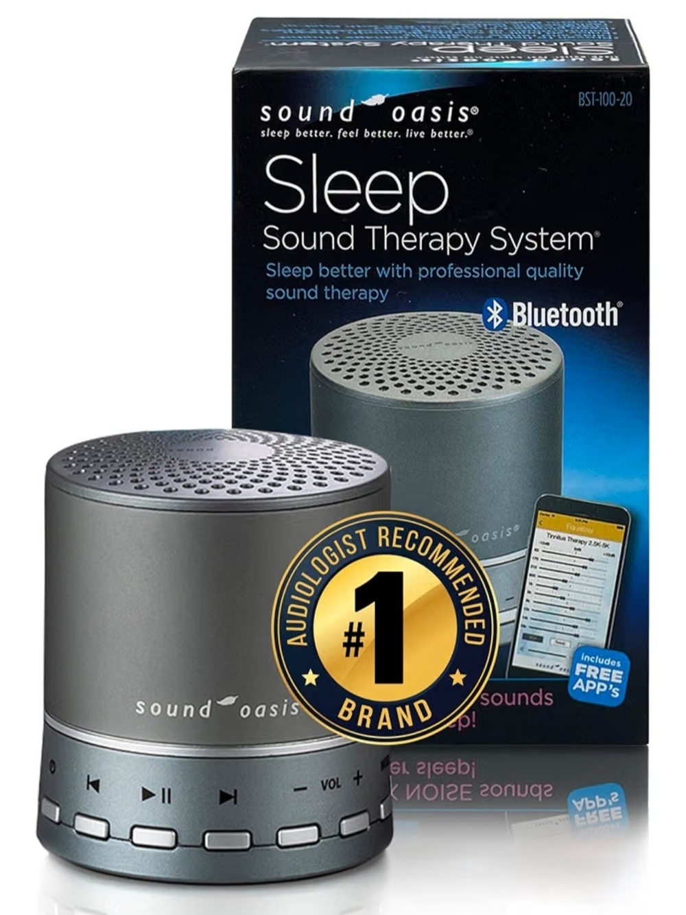 Sound Oasis Bluetooth Sleep Sound Therapy System Bluetooth Black & Blue